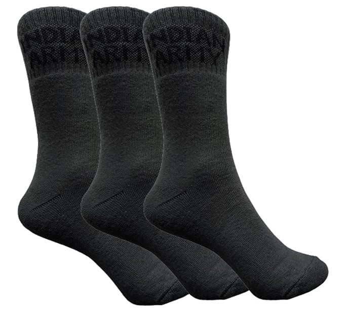 VOICI France Mens Premium Formal Socks calf length Indian army green Color Free Size thick Cotton Towel Fabric - 3