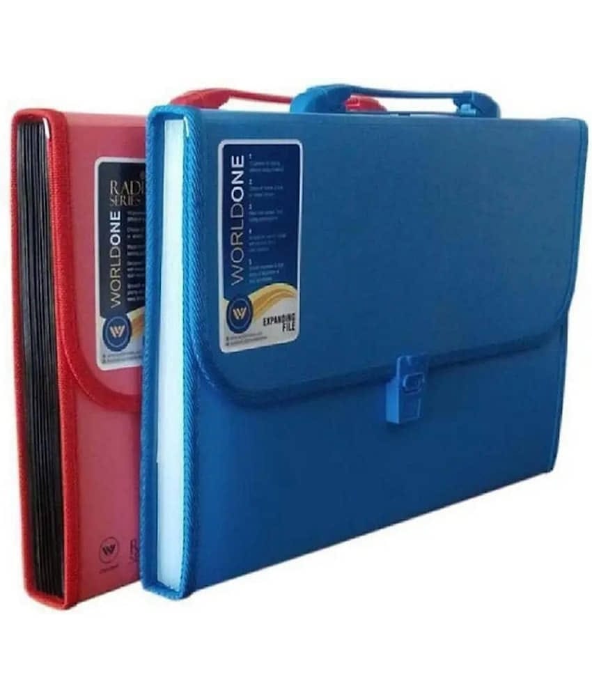GMPex 13 Pocket File Folder with Handle and Buckle Closure (Mix Color) Assorted/Multicolour File Folder ( Pack of 2 )