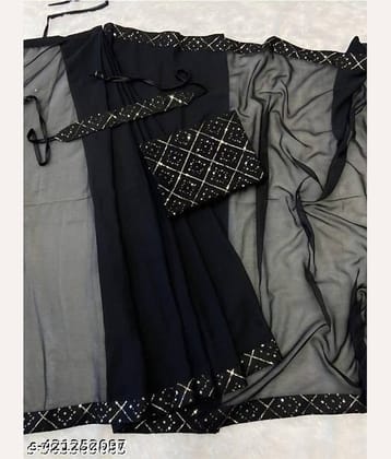 Shivadit ethnic Jimmy Choo Solid Banarasi saree With Unstitched Blouse Piece ( Black )