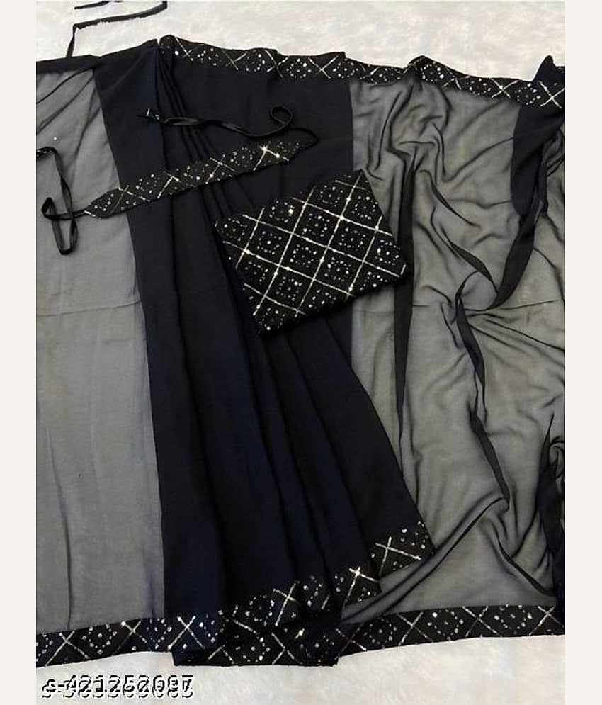 Shivadit ethnic Jimmy Choo Solid Banarasi saree With Unstitched Blouse Piece ( Black )