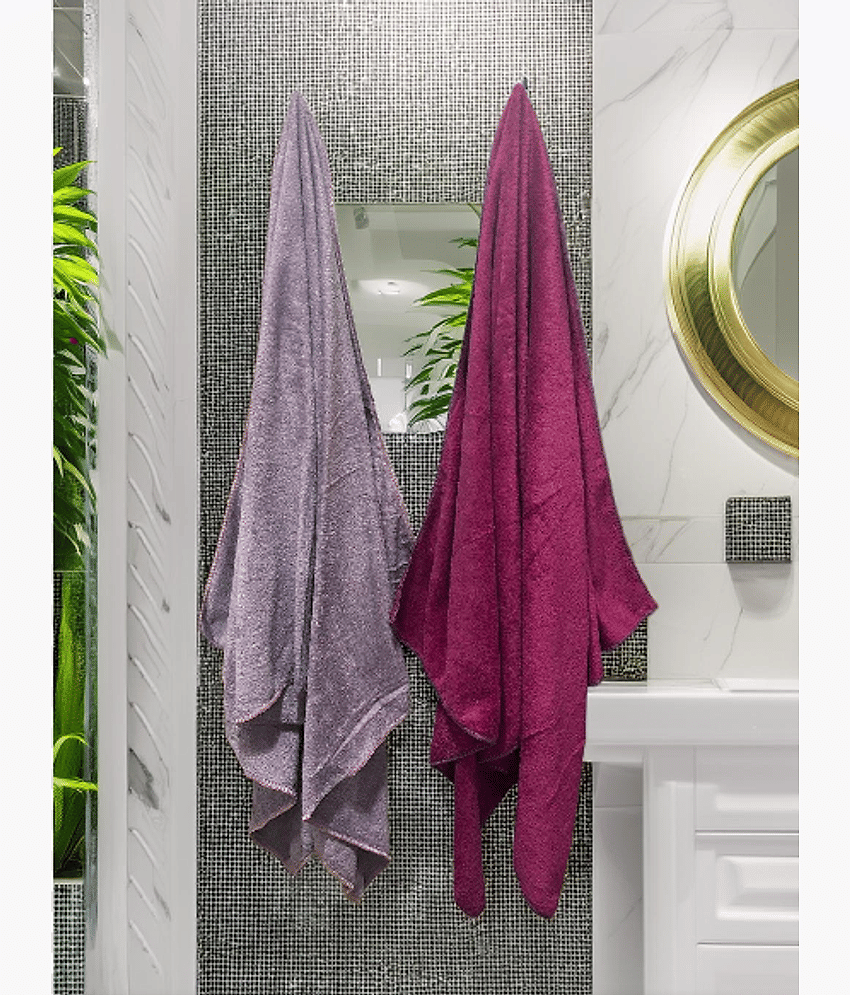 Finesse Decor Pack of 2 Microfibre 325 -GSM Bath Towel ( Magenta )