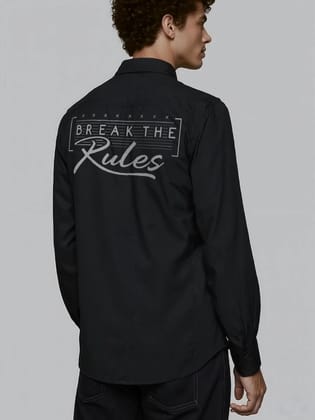 Black Conversational Printed Casual Shirt-BLACK / S