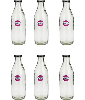 Somil Glass Storage Bottle, Transparent, Pack Of 6, 1000 ml