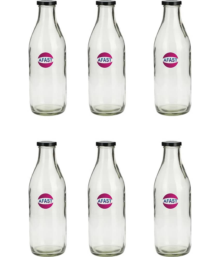 Somil Glass Storage Bottle, Transparent, Pack Of 6, 1000 ml