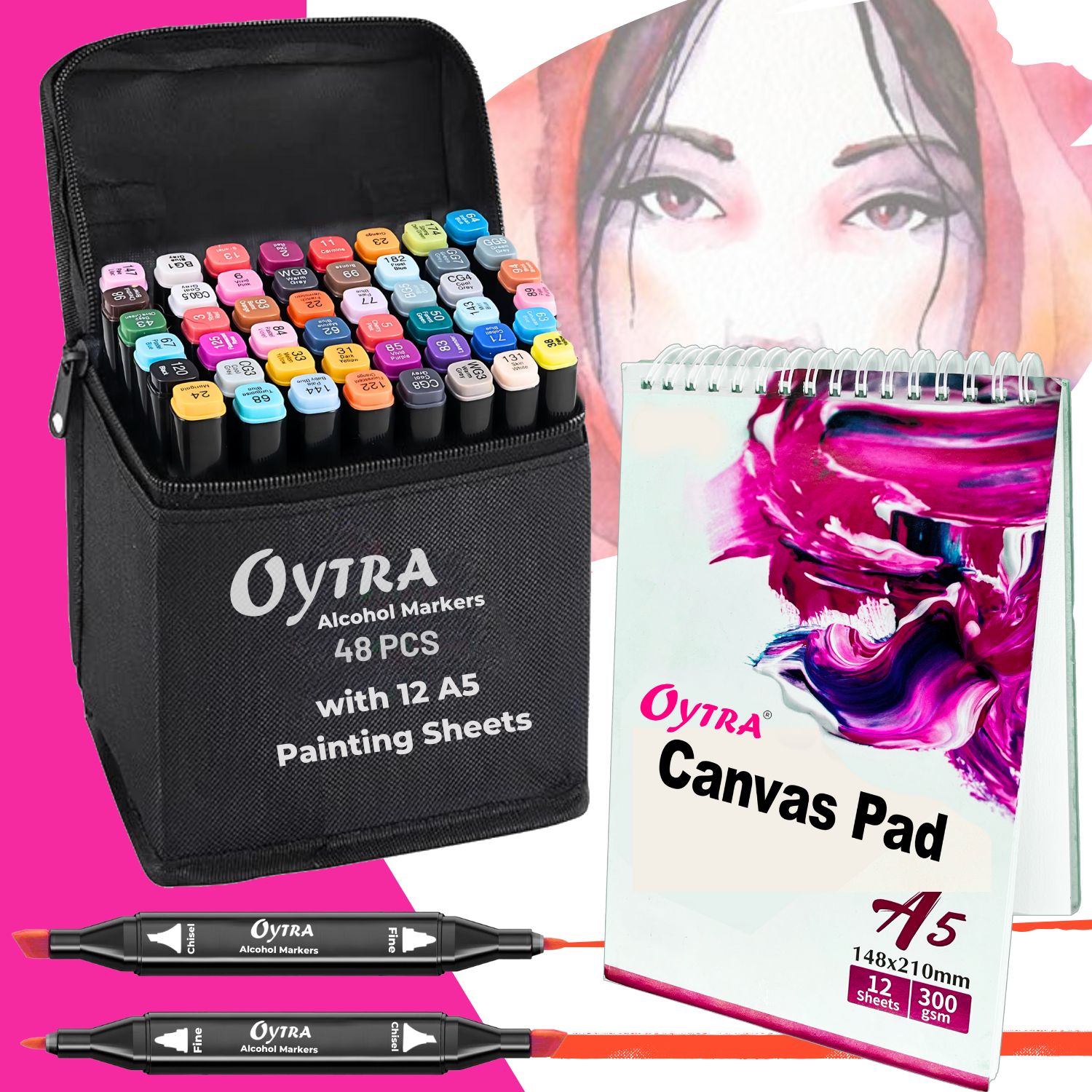 Alcohol Markers 48 Shades & A5 Size Drawing Pad