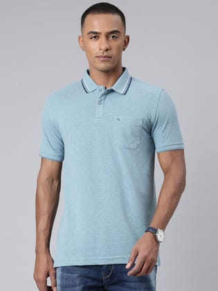 Classic Polo Mens Solid Green Polo Neck Slim Fit T-Shirt | TOY-TOZA-CEMENT SF P
