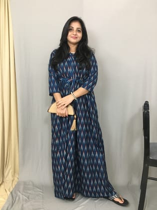 Blue Arrow - Maternity Kurti with Feeding Zips - Cotton Flex - Thicker Fabric-40 - 42 ( L - XL )