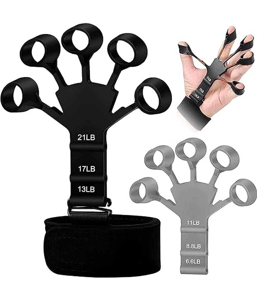 Finger Gripper Strength Trainer Forearm Finger Expander Exerciser Hand Yoga Resistance Guitar Finger Stretcher Band Finger Extension Exerciser Climbing Finger Strengthener (Pack of 2)