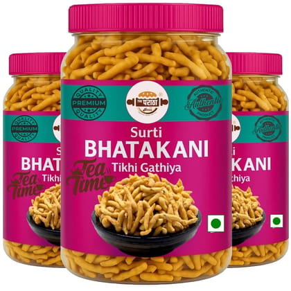 THE PARATHA - Surti Bhatakani Tea Time Tiki Gathiya  Premium Spicy Namkeen 250 G