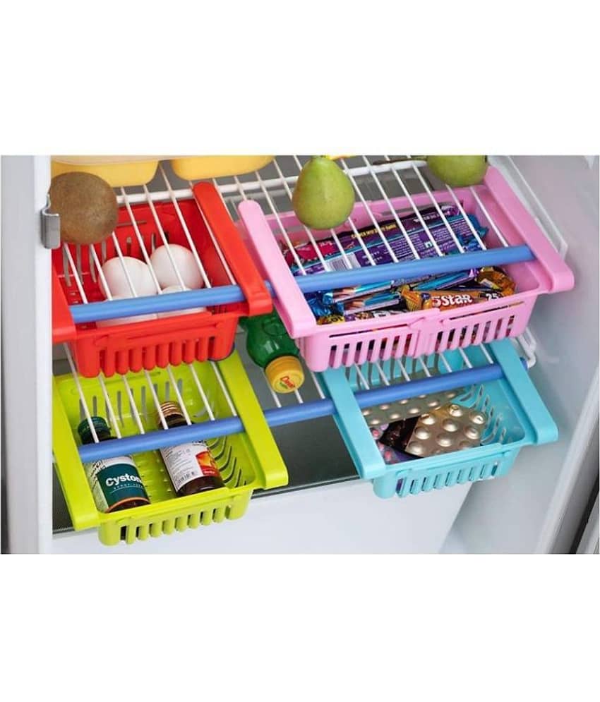SM Fridge Organizer Drawer - 4pcs Adjustable Fridge Storage Basket, Fridge Racks Tray Sliding Storage Racks(4pcs)