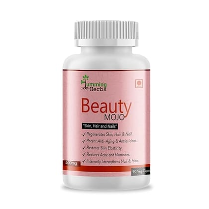 Humming Herbs Beauty Mojo Supplement 500mg for Stronger Hair, Nails and Skin | 90 Capsules | Biotin (Vitamin B7) with Marine Collagen Humming Herbs Beauty Mojo Supplement 500mg for Stronger Hair, Nails and Skin | 90 Capsules | Biotin (Vitamin B7) with Marine Collagen