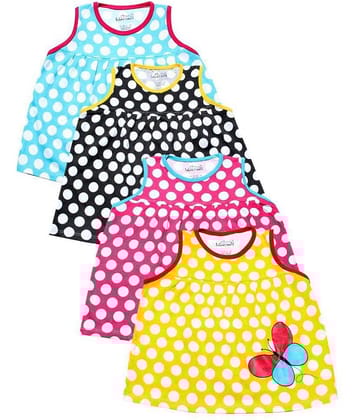 Babeezworld Pack of 4 Baby Girls 100% Cotton Frocks ( Multi )