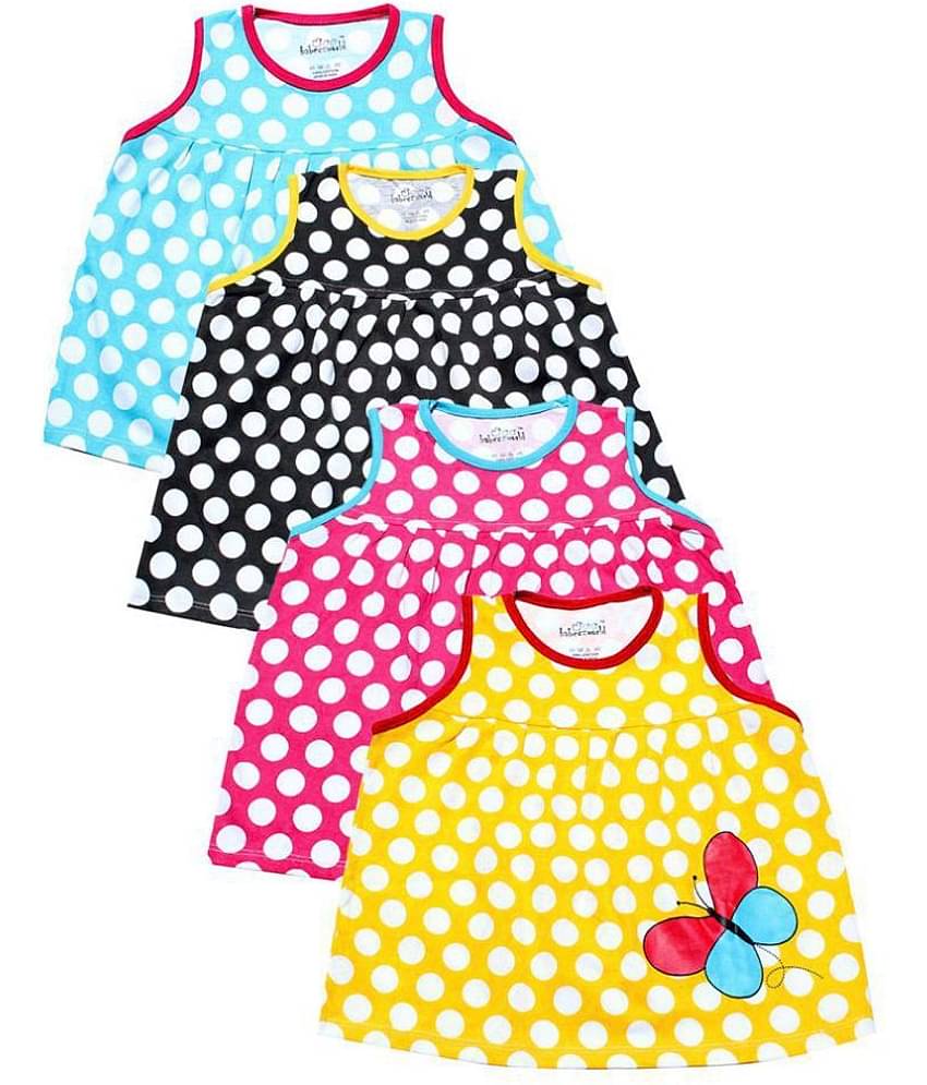 Babeezworld Pack of 4 Baby Girls 100% Cotton Frocks ( Multi )