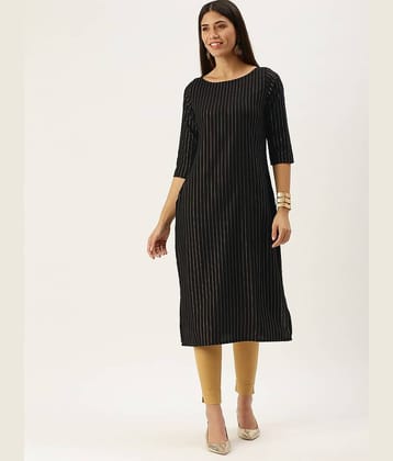 Hritika Cotton Printed Straight Women's Kurti - Black ( Pack of 1 )