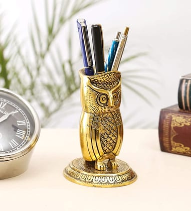 DreamKraft Metal Owl Shape Beautiful Pen Stand/Holder