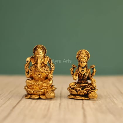 Premium Lakshmi Ganesh Idols Pair - 1 Inch Height