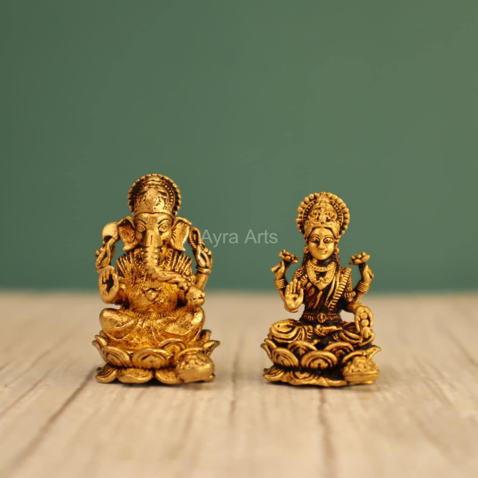Premium Lakshmi Ganesh Idols Pair - 1 Inch Height