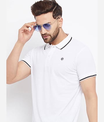The Million Club Pack of 1 Cotton Blend Regular Fit Solid Half Sleeves Men's Polo T Shirt ( White )
