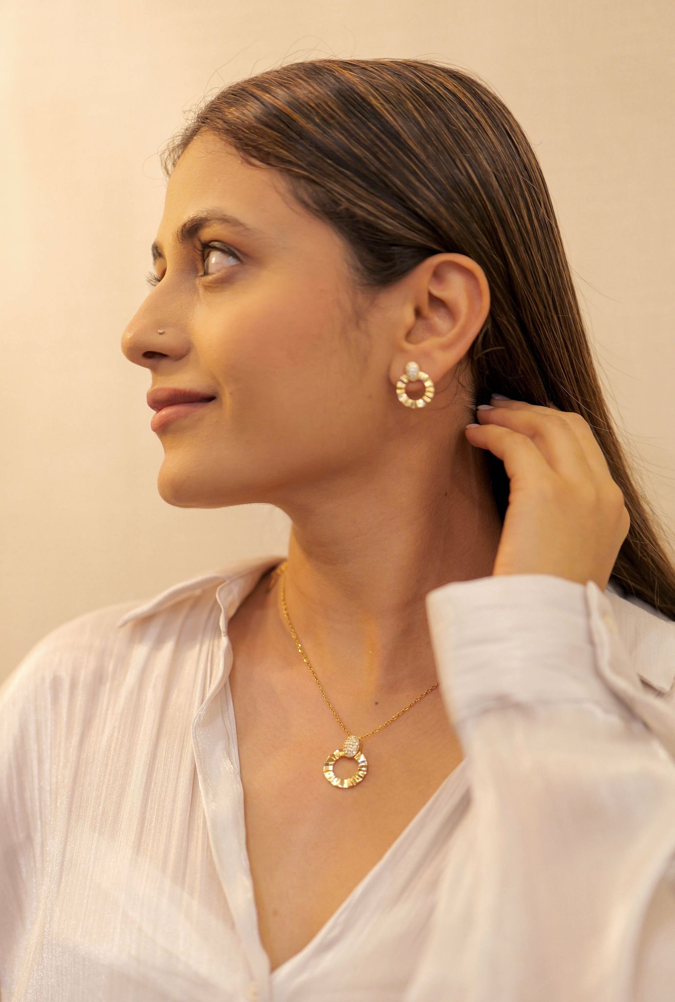 Radiance Unbound Pendant Necklace Set-STAINLESS STEEL / GOLD