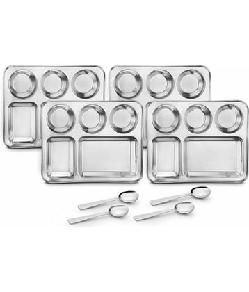 Classic Essentials 4 Pcs Stainless Steel Silver Partition Plate