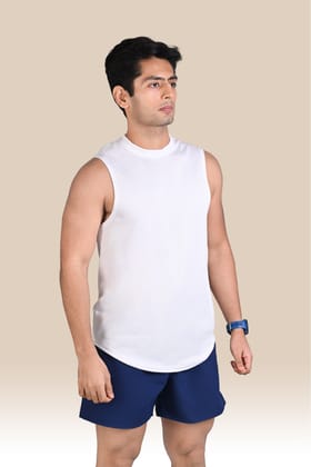 Men's Solid Breathable Tank Top - White-S