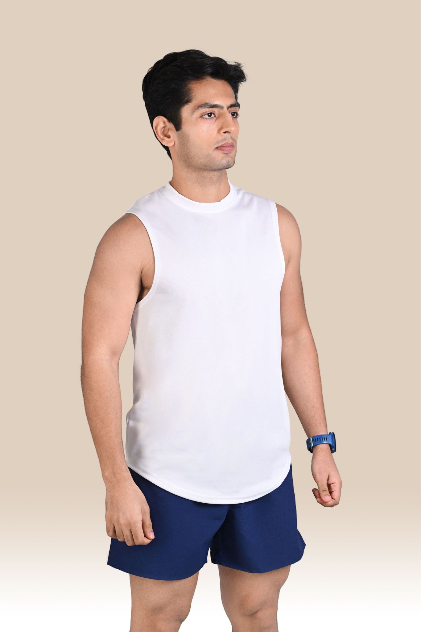 Men's Solid Breathable Tank Top - White-S