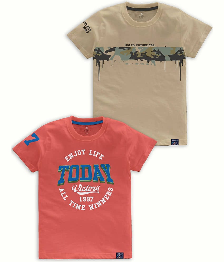 CODEZ Pack of 1 Boys Cotton Blend T-Shirt ( Multi Color )