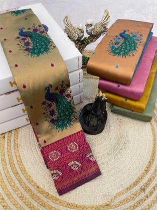 KANCHIVARAM SILK SAREE SOFT SILK SAREE WITH BLOUSE Kali3