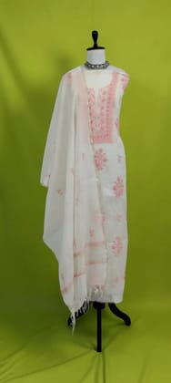 Hand-Embroidered Lucknow Chikankari Mul Cotton Dress Material