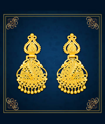 LUV FASHION Golden Drop Earrings ( Pack of 1 )