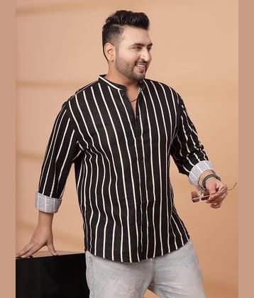 Rigo Linen Regular Fit Striped Full Sleeves Men's Casual Shirt - Black ( Pack of 1 )