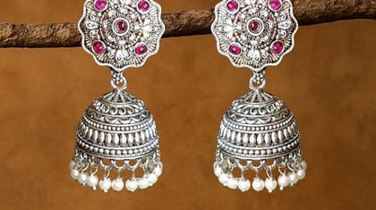 Bilasita Navaratri Collection Oxidised Jhumka Earrings | Vintage Ethnic Charm | Festive Wear