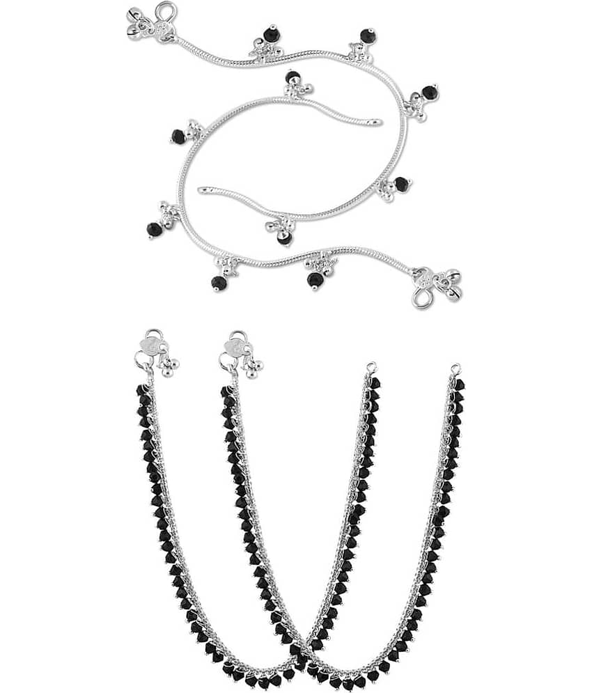 HEER COLLECTION - Silver Anklets ( Pack of 2 )