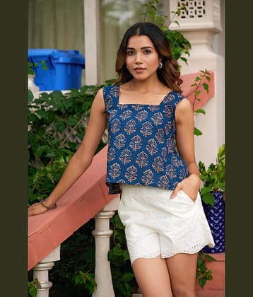 Vbuyz Women's Cotton Regular Top ( Blue )