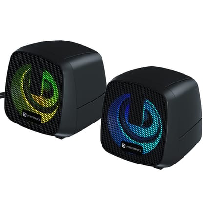 Portronics In tune 6 USB-A Powered PC Speaker, RGB LED Lights, 3.5mm Audio Jack, Volume Scroll Button