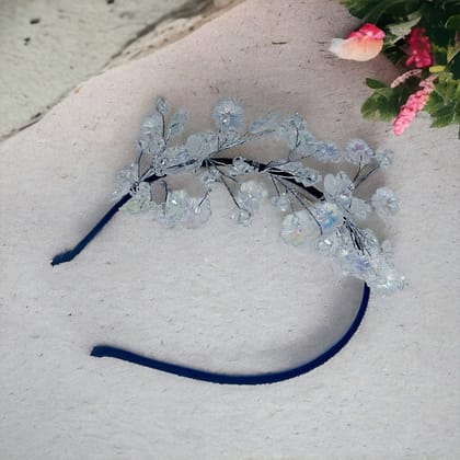 Handcrafted Iridescent Floral Crystal Headband  Elegant B