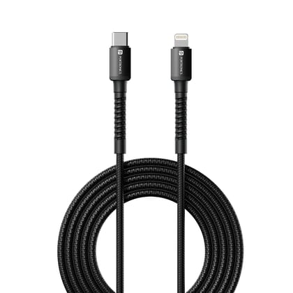Portronics Konnect X Type C to 8-Pin 27W Fast Charging Cable (Black)