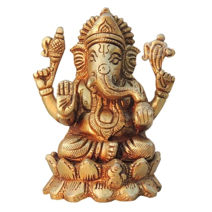 Brass Showpiece Ganesh Ji God Idol Statue (BSMAS1426 G)