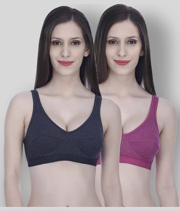 Elina Pack of 2 Cotton Non Padded Women's Sports Bra ( Multi Color )