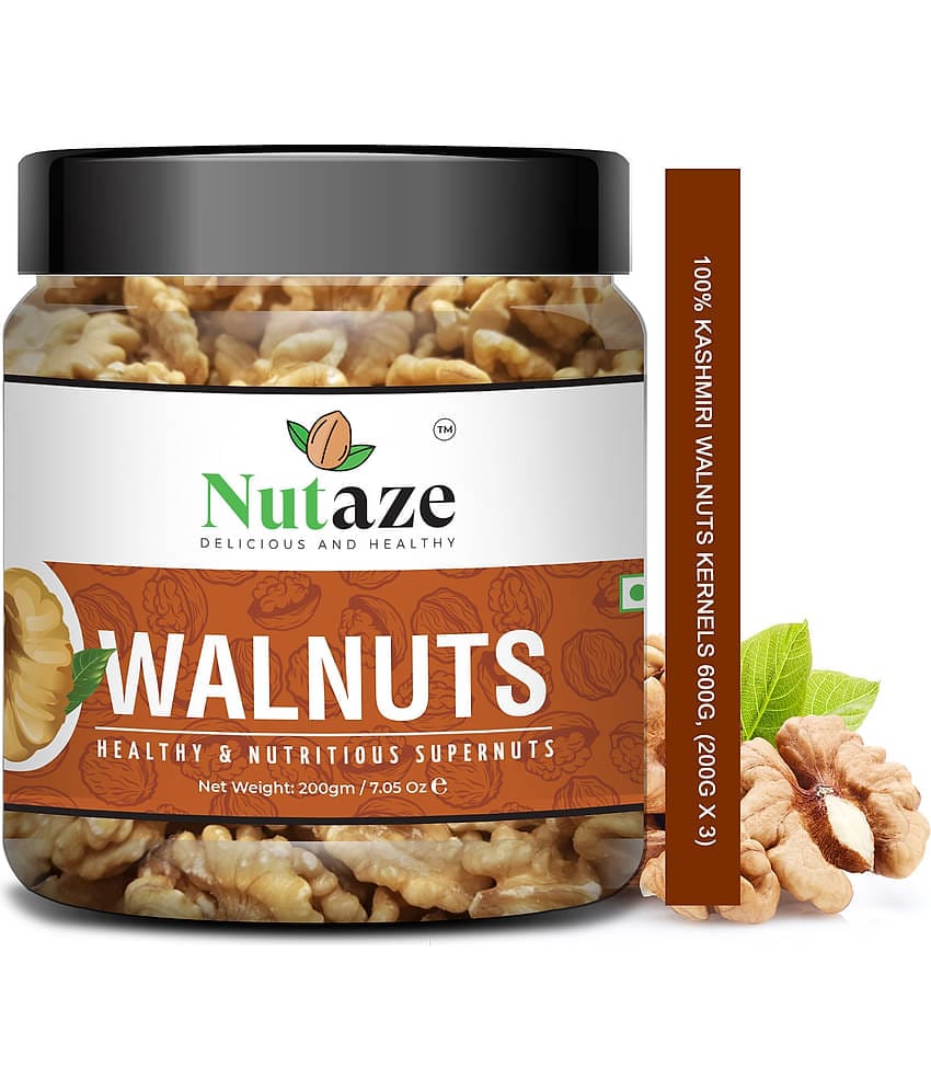 Nutaze Natural Kashmiri Walnuts Kernels (Walnuts Without Shell) 600g (200g x 3) | Kashmiri Walnuts | Fresh Akhrot Giri | Rich in Antioxidant & Omega-3.