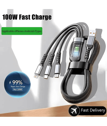 100W Fast Charging Type-C Cable | Durable Braided USB-C to USB-C Cord with Smart Chip | Quick Charge & High-Speed Data Transfer