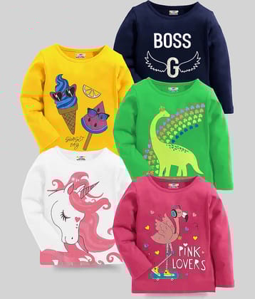 Kuchipoo Pack of 5 Girls Cotton Blend T-Shirt ( Multicolor4 )