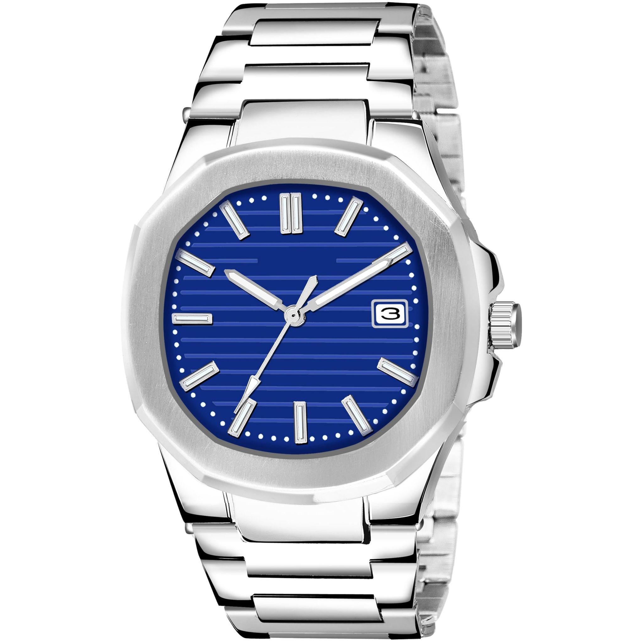 Blue Dial Date Function Analog Watch for Men LR145