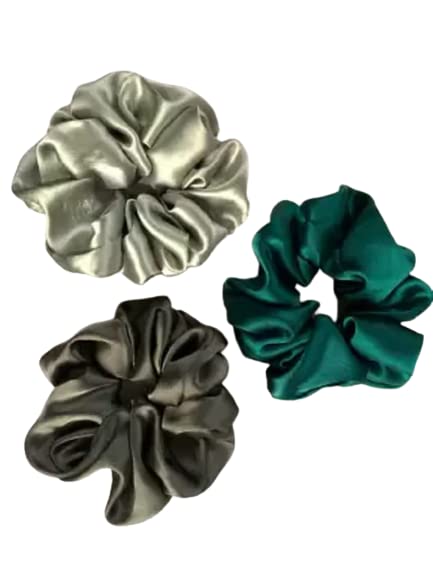 Elecsera Silk Hair Scrunchies Large Hair Tie Elastic Hair Bands Set of 3 pcs Rubber Band (Multicolor)