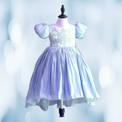 Girls' Pastel Blue Puff Sleeve Party Dress | Floral Lace Bodice | Festive Occasion Girls' Pastel Blue Puff Sleeve Party Dress | Floral Lace Bodice | Festive Occasion