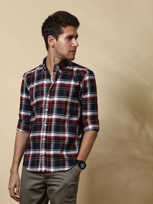 Teal & Green casual check full sleeve shirt-S