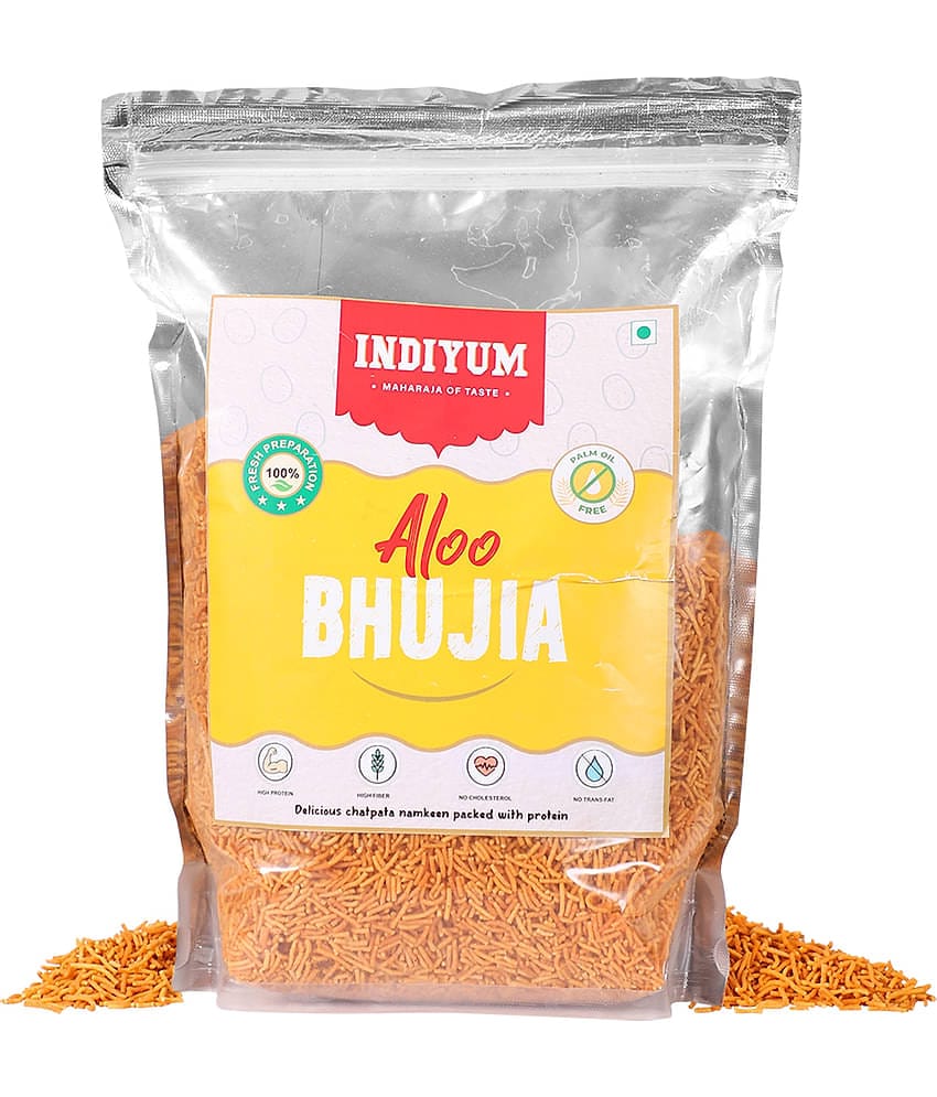 Indiyum Aloo Bhujia, Spicy Namkeen, Crispy & Fresh Snack, Fried Sticks Indian Namkeen 800gm