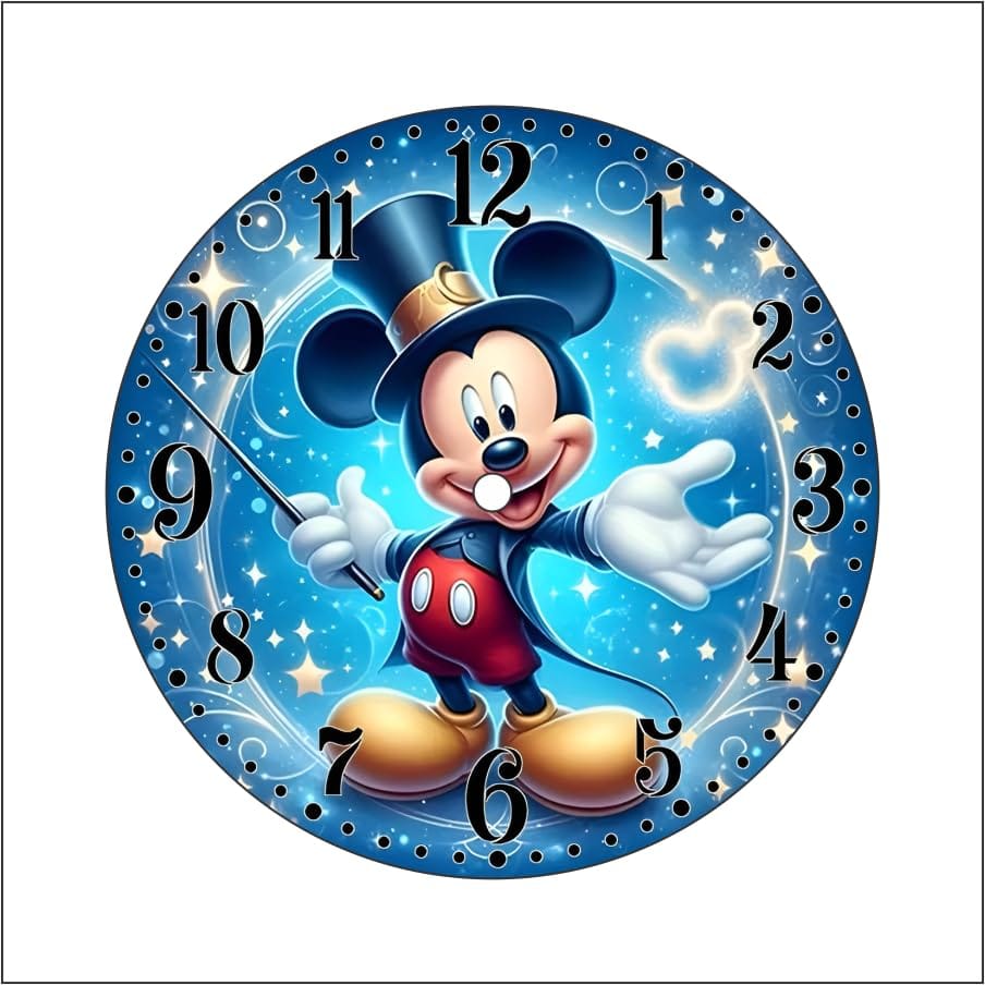 The Magical Gifts Magical Mickey Mouse Wall Clock Silent Non-Ticking Clock for Kids Bedroom Decor ? Ideal Gift for Disney Fans Boys Girls Room or Nursery (8 INCH)