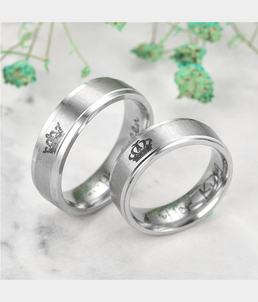 Thrillz Silver Couple Ring ( Pack of 2 )