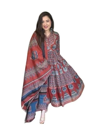 Printed cotton Anarkali suit for women